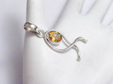 Silver Pendant | Sterling Silver Abstract Art Citrine Stone Pendant | Jewelry
