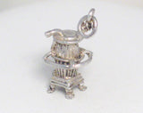 3D Charms | Backwoods Sterling Silver 3D Potbelly Stove Charm Pendant | Estate Jewelry Online