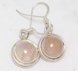 Dangle Earrings | Womens Sterling Silver Round Rose Quartz Stone Earrings | Jewelry
