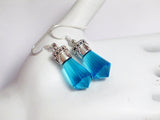Dangle Earrings | Womens Sterling Silver Blue Bling Crystal Drop Earrings | Blingschlingers Jewelry online