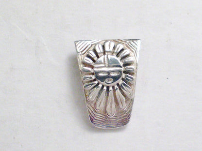 Silver Earrings, Hopi Sunflower Design Semi Hoop Style Sterling Silver Earrings - Vintage Jewelry online