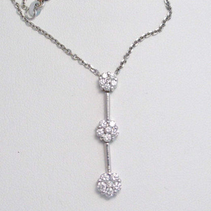Diamond Necklace, Womens Stunning 16in Diamond Cluster Bar 14k White Gold Pendant Necklace - Blingschlingers