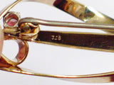 Gold Brooch / Lapel Pin | Vintage 8kt Gold Flowing Design Citrine Garnet Stone Brooch / Lapel Pin | Jewelry