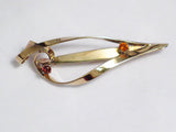 Gold Brooch / Lapel Pin | Vintage 8kt Gold Flowing Design Citrine Garnet Stone Brooch / Lapel Pin | Jewelry