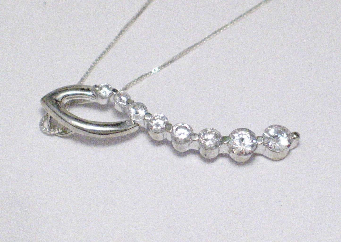 Chain Necklace Pendant Set Sterling Silver Box Link Cz Gemstone Charm 18" - Blingschlingers Jewelry