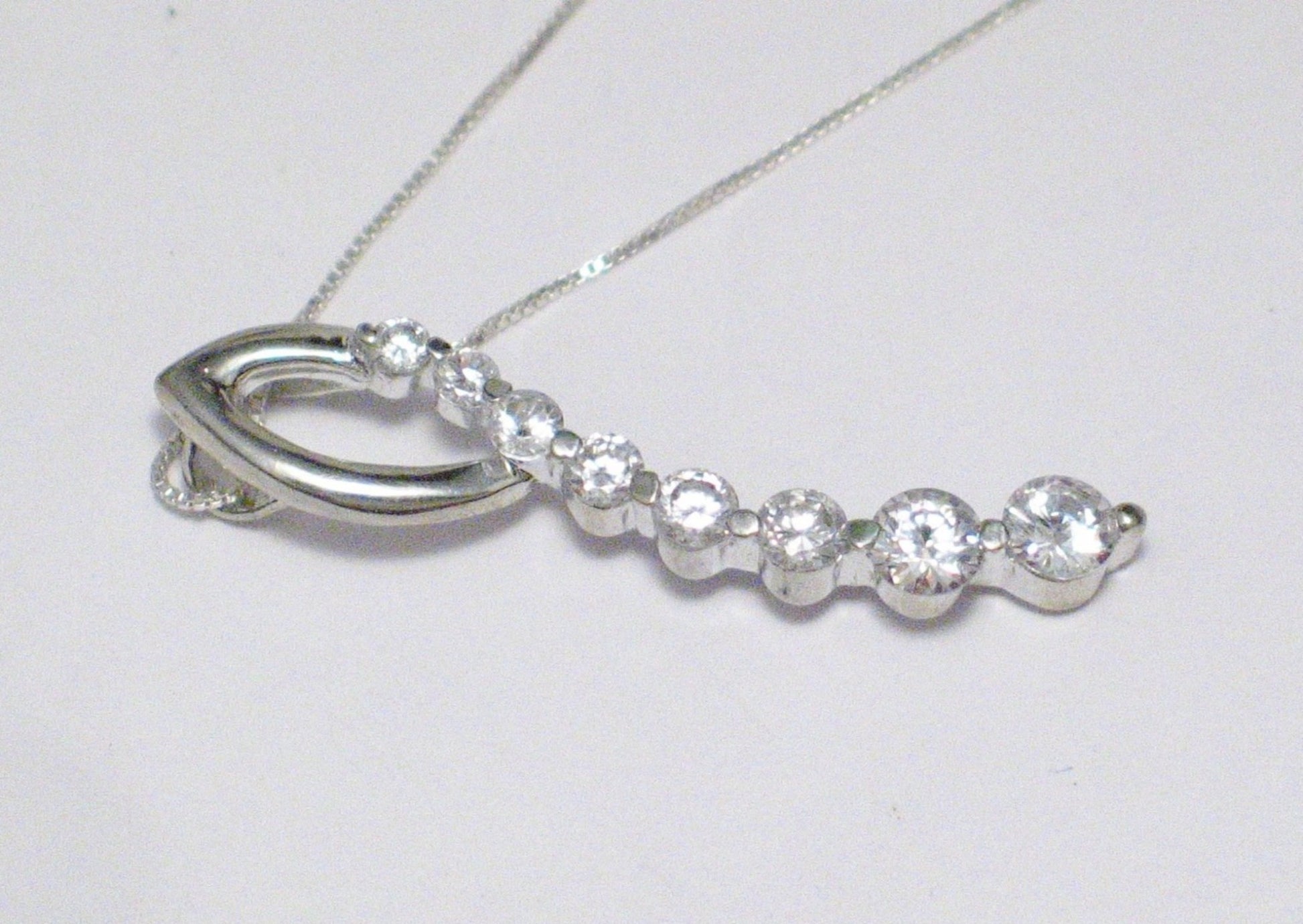 Journey Necklace, Fancy Wavy Bar Style Cubic Zirconia Gemstone Pendant Chain Necklace - Blingschlingers Jewelry