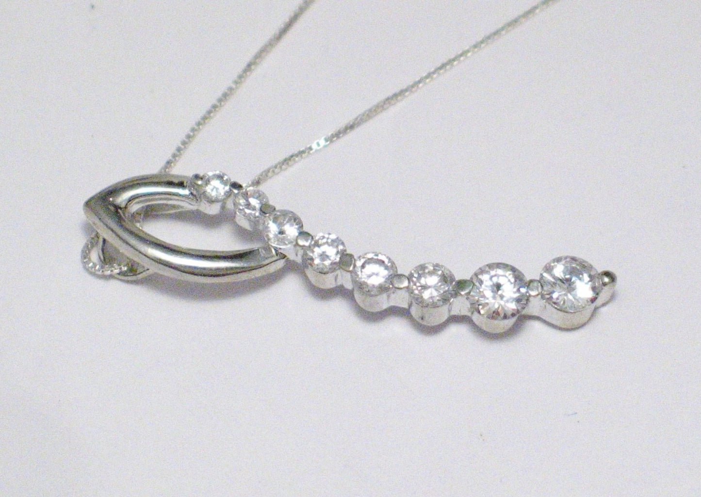 Journey Necklace, Fancy Wavy Bar Style Cubic Zirconia Gemstone Pendant Chain Necklace - Blingschlingers Jewelry