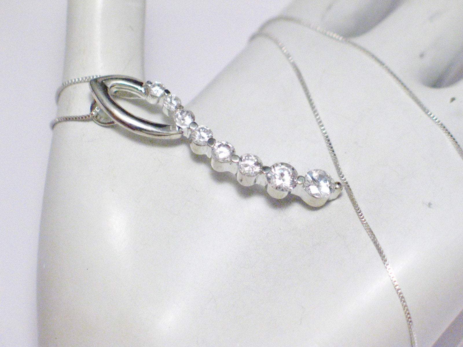 Chain Necklace Pendant Set Sterling Silver Box Link Cz Gemstone Charm 18" - Blingschlingers Jewelry