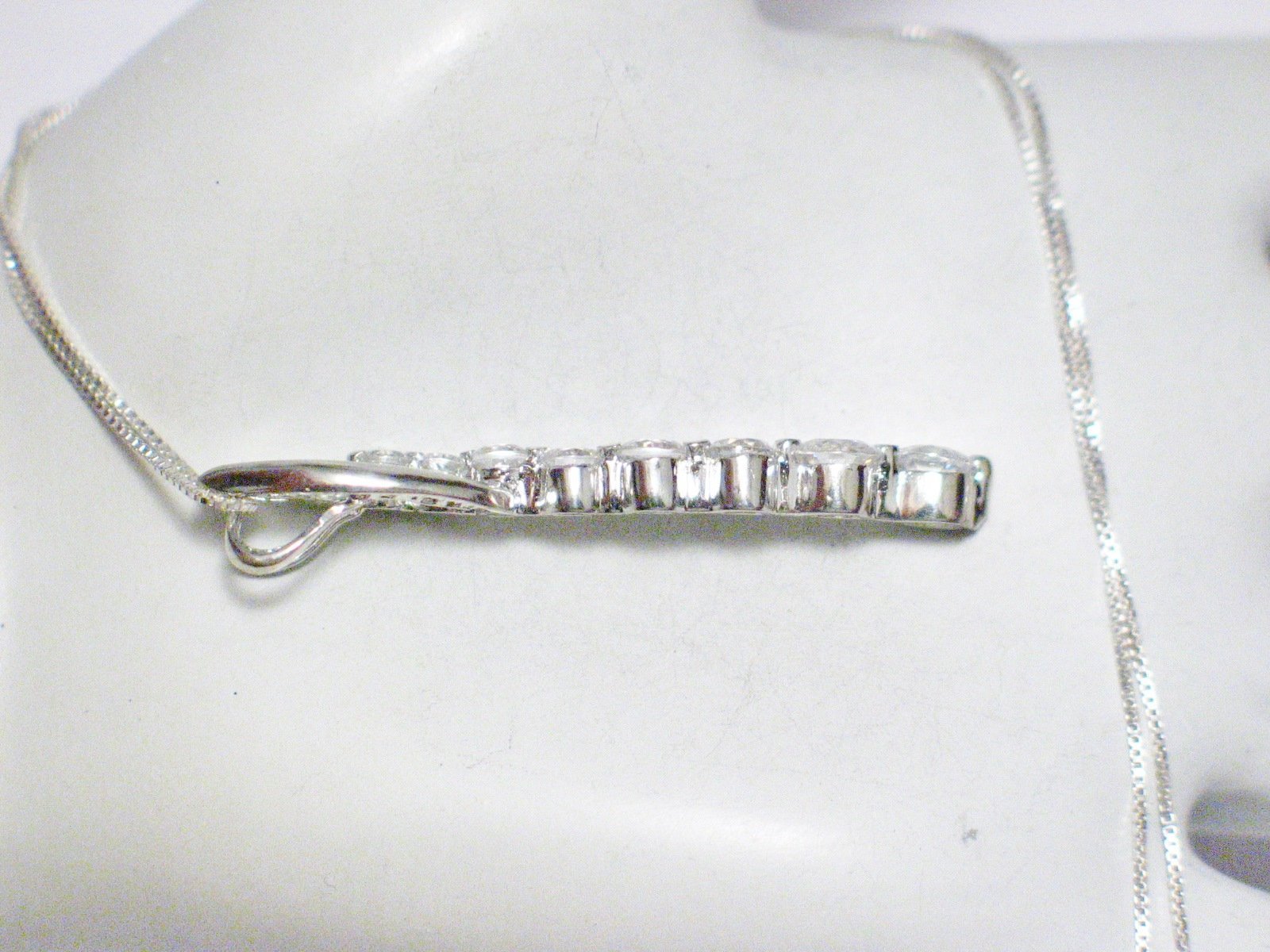 Chain Necklace Pendant Set Sterling Silver Box Link Cz Gemstone Charm 18" - Blingschlingers Jewelry