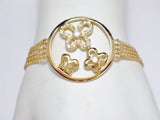Gold Bracelet | Womens 14k Gold Sterling Silver Butterfly Halo 5 Strand Chain Bracelet  7" | Jewelry