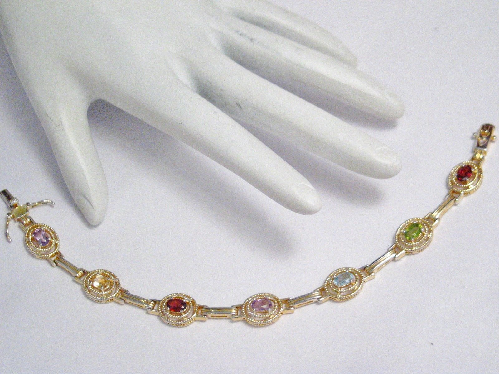 Bracelet womens genuine sterling silver and gemstone  7.5" | Pre-owned Jewelry