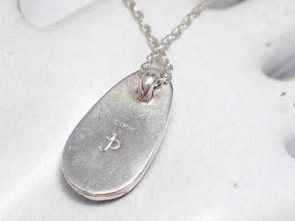 Sterling Silver Pendant necklace squash agate stone indian designer JP rope chain 18" - Blingschlingers Jewelry