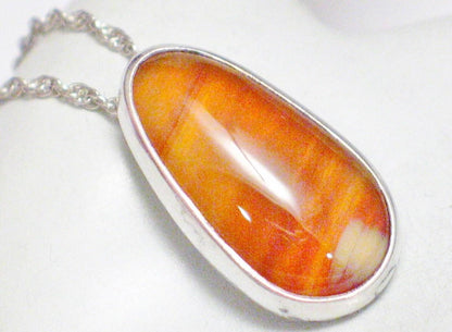 Silver Chains | Designer JP Sterling Silver Orange Agate Stone Pendant Necklace | Discount Estate Jewelry Online at  Blingschlingers Jewelry