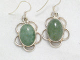 Earrings | Womens Sterling Silver Scalloped Design Green Aventurine Stone Dangle Earrings | Jewelry