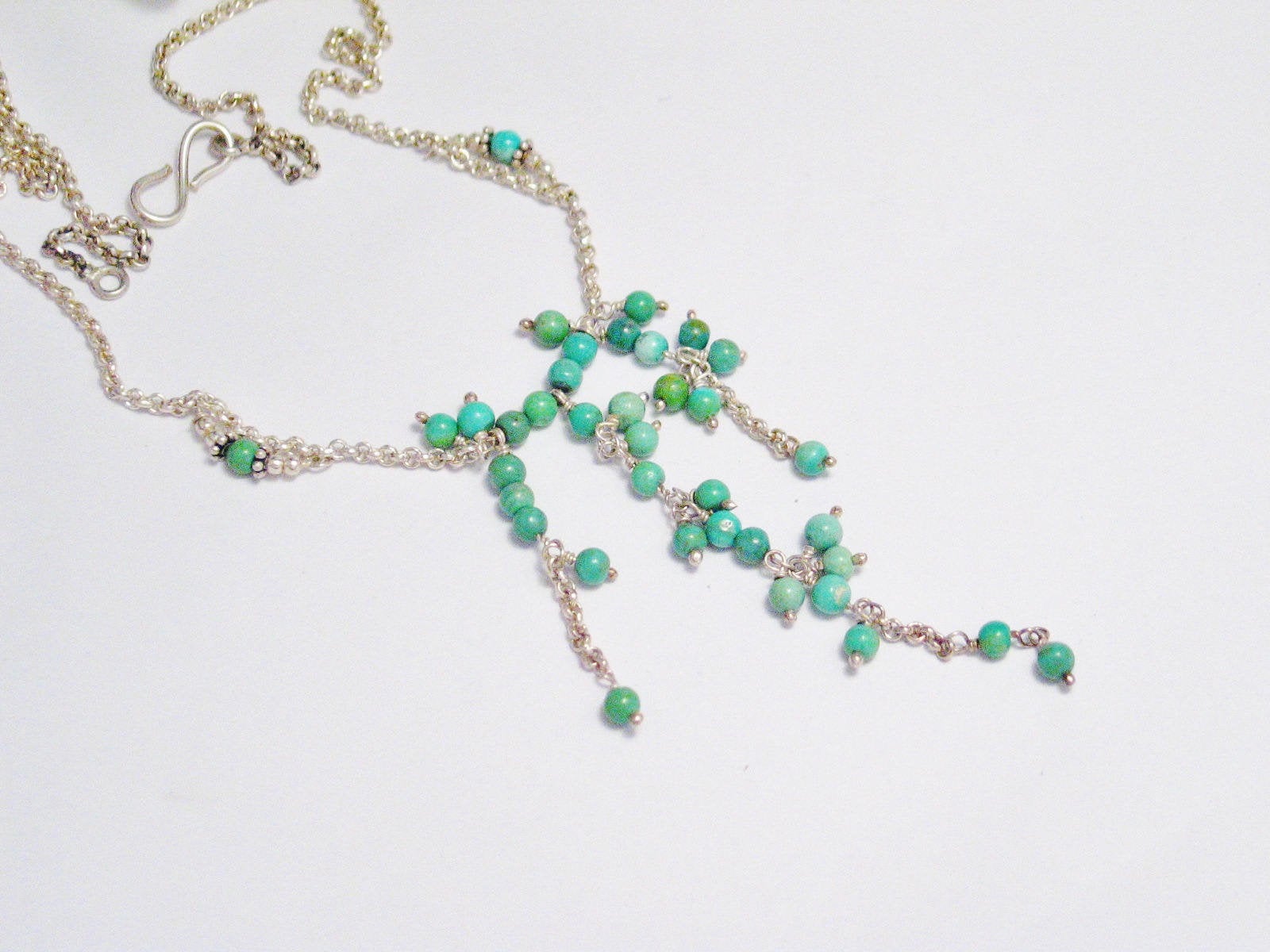 Chains | Womens Captivating Sterling Silver Turquoise Bead Y Necklace 17.5" | Necklaces