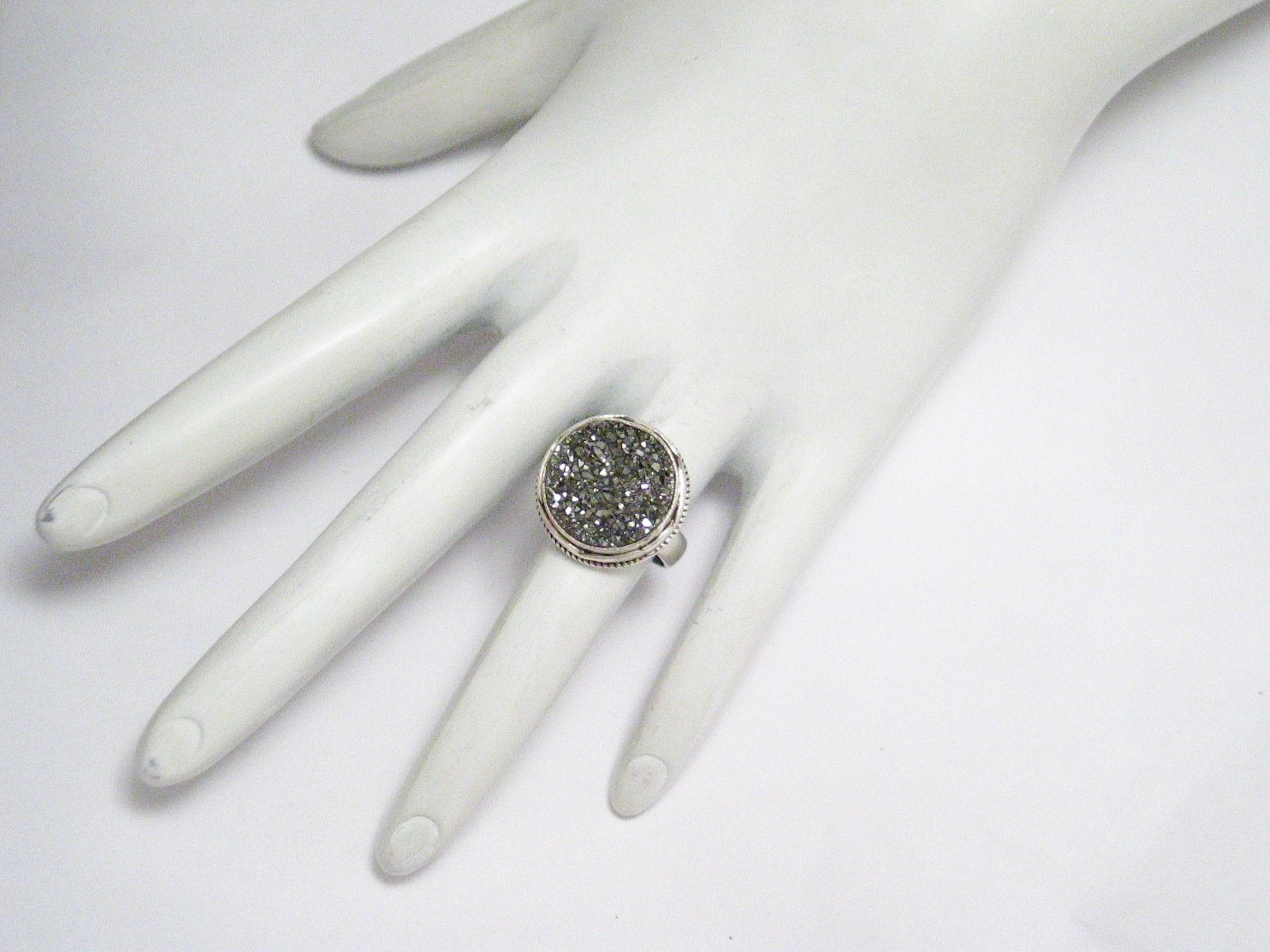 Rings | Unique Sterling Silver Gray Druzy Ring 6.5 | Blingschlingers Jewelry online