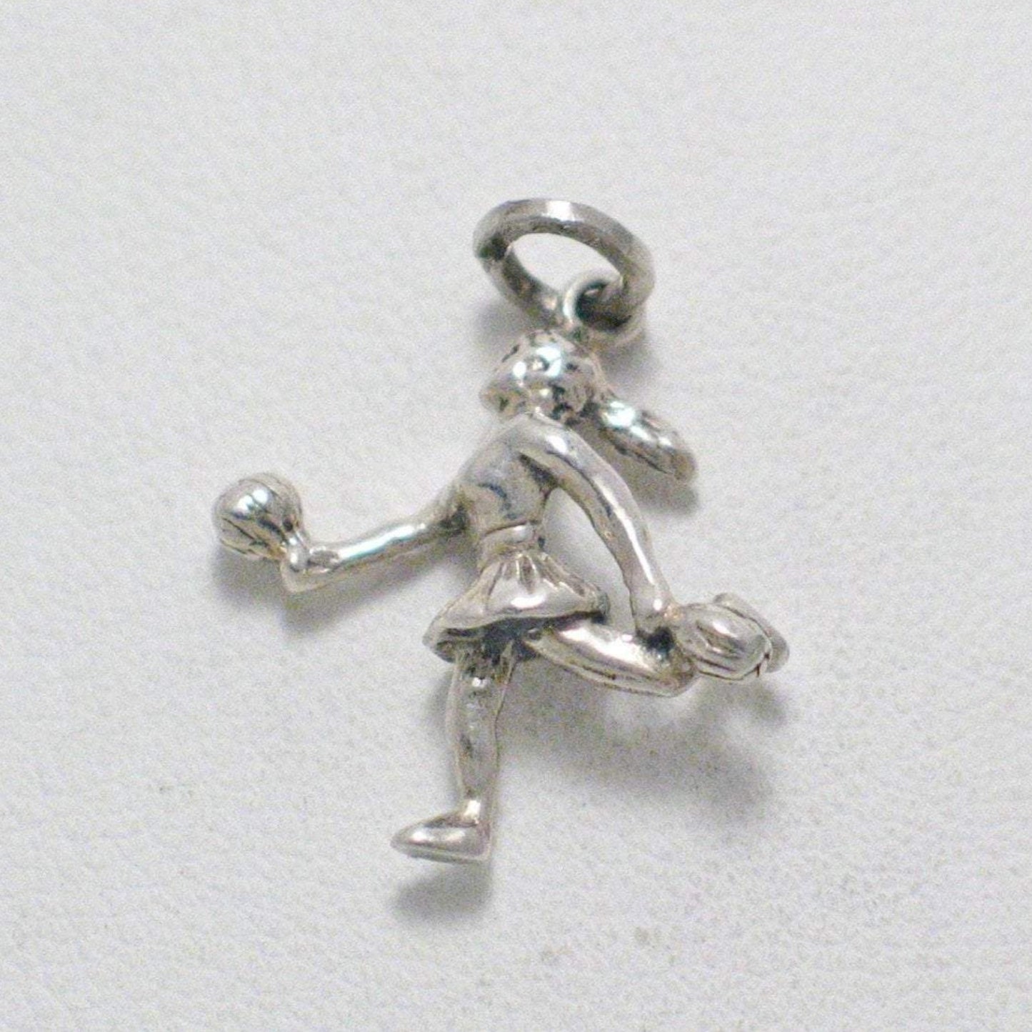 Silver Charms | Womens Sterling Silver 3d Cheerleader w/ Pom Poms Pendant | Vintage Jewelry online at Blingschlingers Jewelry