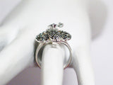 Peacock Ring Sterling Silver w/ Marcasite Stones Beautiful sz 8 - Blingschlingers Jewelry