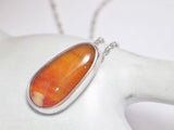 Silver Chains | Designer JP Sterling Silver Orange Agate Stone Pendant Necklace | Discount Estate Jewelry Online