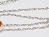 Sterling Silver Pendant necklace squash agate stone indian designer JP rope chain 18" - Blingschlingers Jewelry