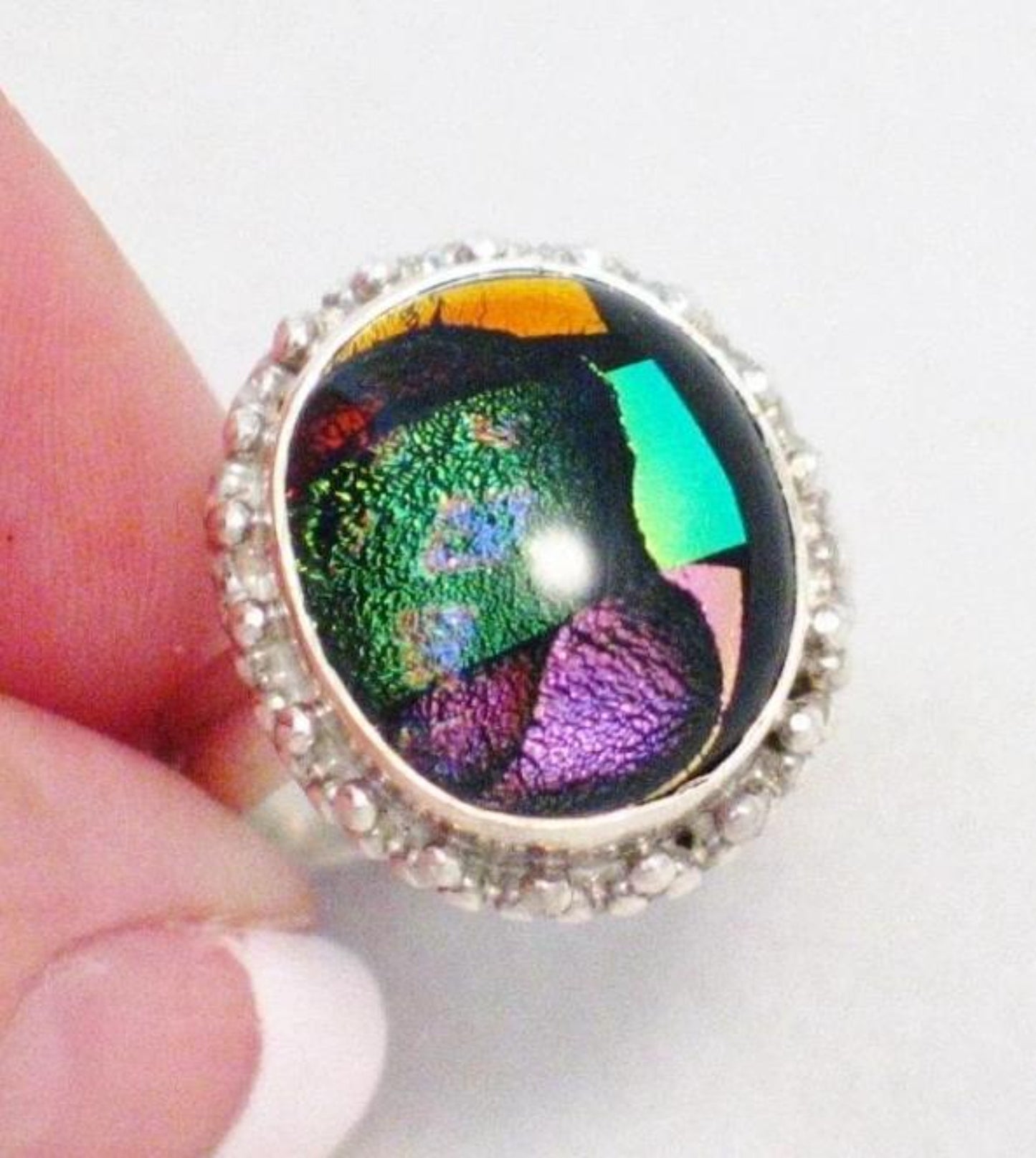 Silver Rings | Sterling Silver Dichroic Modern Art Ring 8.75 | Mens Womens Jewelry at  Blingschlingers 
