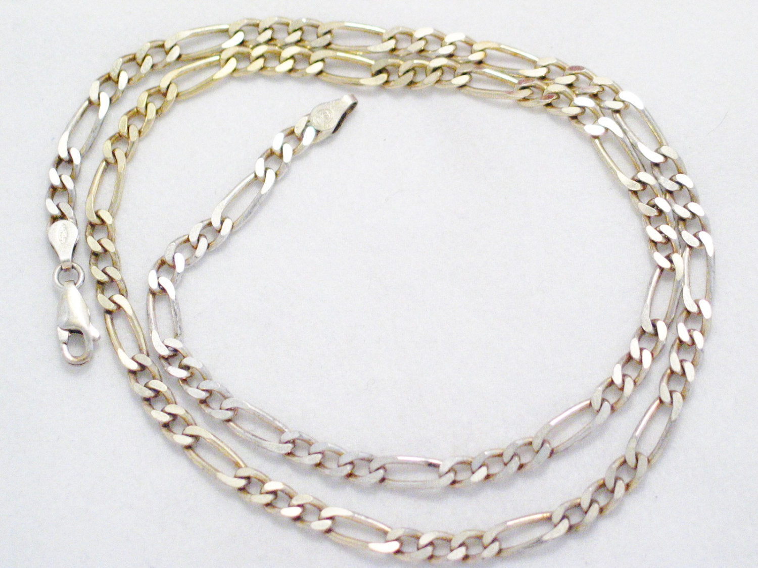 Silver Figaro, Mens Womens 20 inch 4.5mm Figaro Curb Cuban Link Chain Sterling Silver Necklace - Pre-owned Jewelry online
