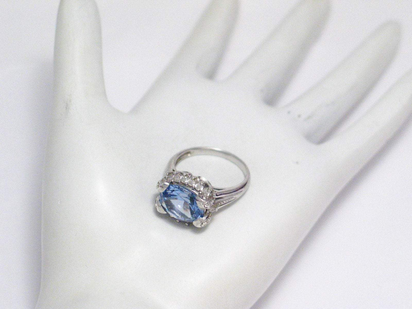 Rings | Womens Sterling Silver Blue Topaz Halo Ring 8 | Estate Jewelry online
