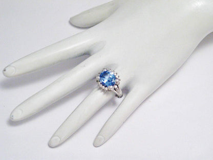 Rings | Womens Sterling Silver Blue Topaz Halo Ring 8 | Estate Jewelry online at Blingschlingers Jewelry
