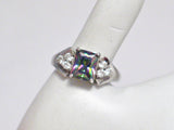 Ring | Sterling Silver Bowtie Style Mystic Stone Cluster Ring 9.25 | Jewelry