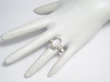 Ring | Sterling Silver Sleek Oval White Pearl Ring 8.25 | Jewelry