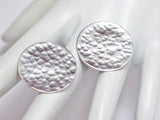 Silver Earrings | Womens Compelling Sterling Silver Hammered Circle Earrings | Jewelry