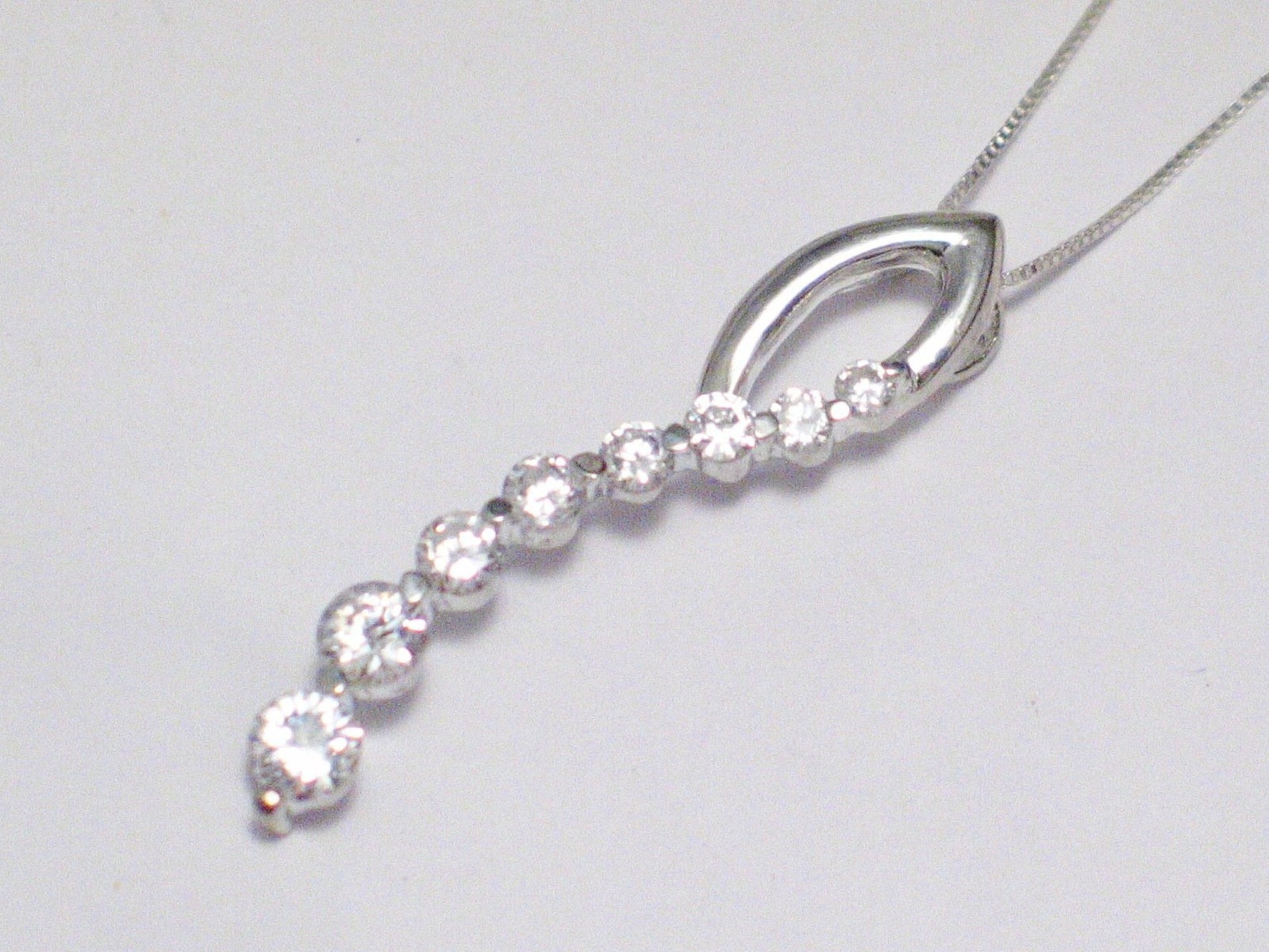 Journey Necklace, Fancy Wavy Bar Style Cubic Zirconia Gemstone Pendant Chain Necklace
