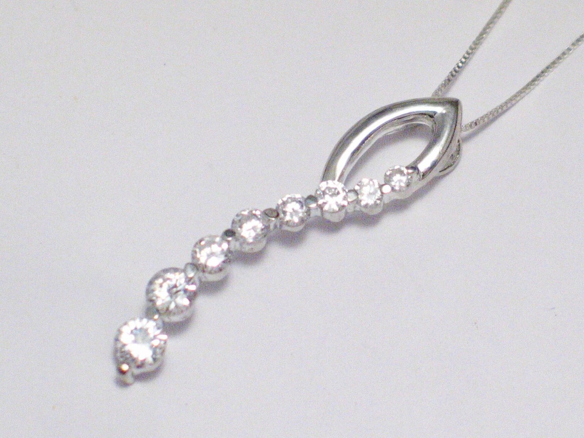 Journey Necklace, Fancy Wavy Bar Style Cubic Zirconia Gemstone Pendant Chain Necklace