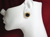 Admirable 14k Gold Black Onyx Stone Earrings