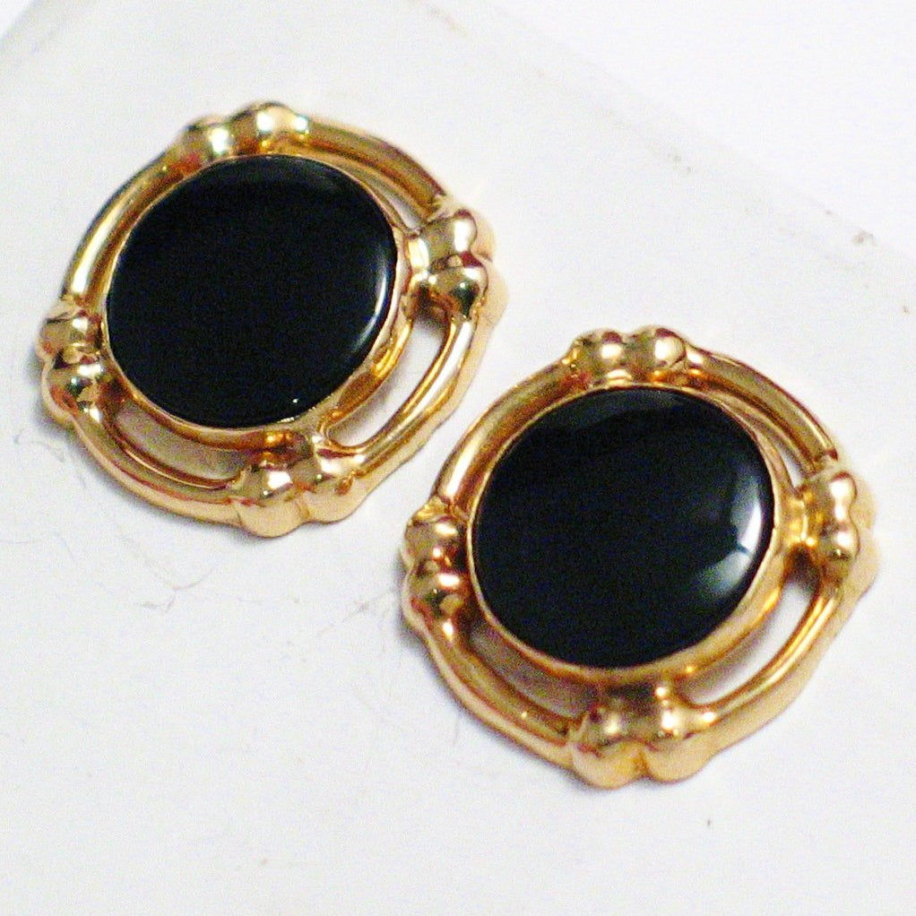 Gold Earrings | Womens Admirable 14k Gold Black Onyx Stone Earrings | Discount Jewelry online