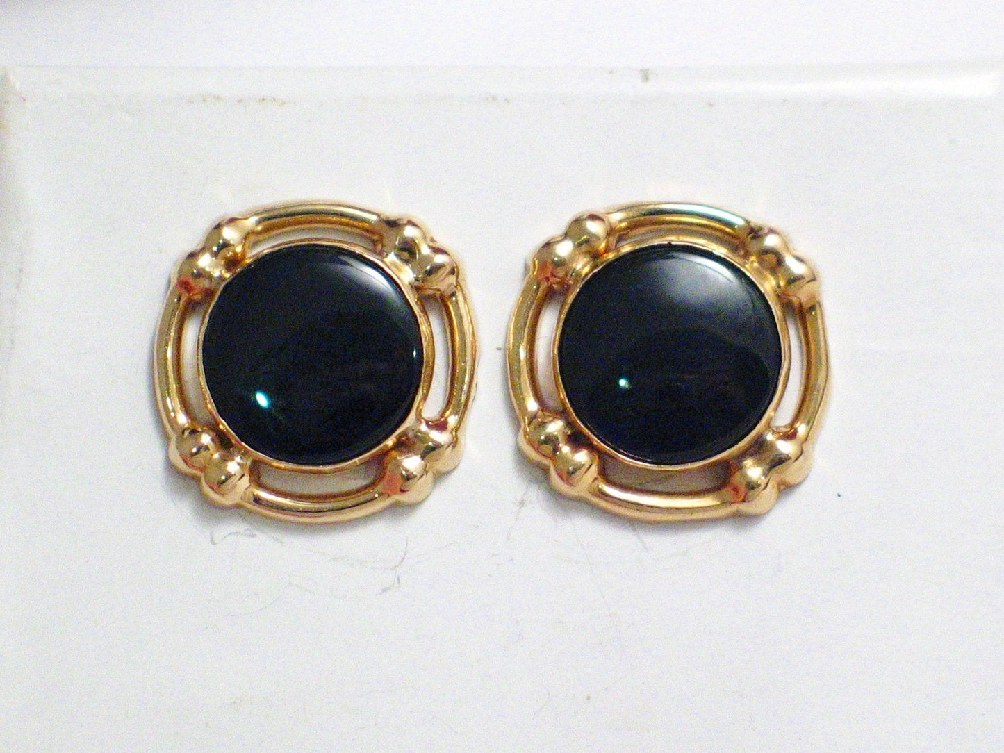 Gold Earrings | Womens Admirable 14k Gold Black Onyx Stone Earrings | Discount Gold Jewelry online