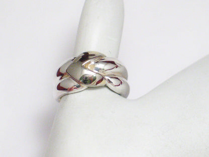 Wide Band, Mens Womens sz7.75 Attractive Pre-owned Italian Braided Knot Style Sterling Silver Ring