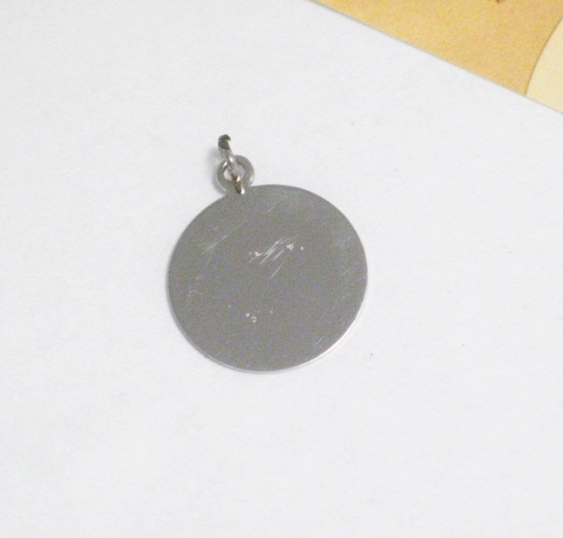 Vintage Sterling Silver Plain Engravable Disc Charm or Pet Id Tag