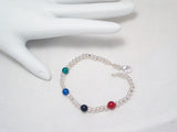 Bead Bracelets | Sterling Silver Multi Color Energy Ball Chain Bracelet 7.25" | Estate Fine Jewelry at Blingschlingers Jewelry