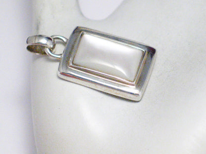 Sterling Silver Geometric Mother of Pearl Stone Pendant