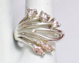 Womens Rings | Sterling Silver Cotton Candy Pink Cz Fan Wide Band Ring 8.5 | Discount Estate Jewelry