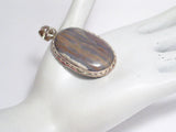 Pendant | Large Sterling Silver Tree Bark Camo Agate Stone Pendant | Jewelry
