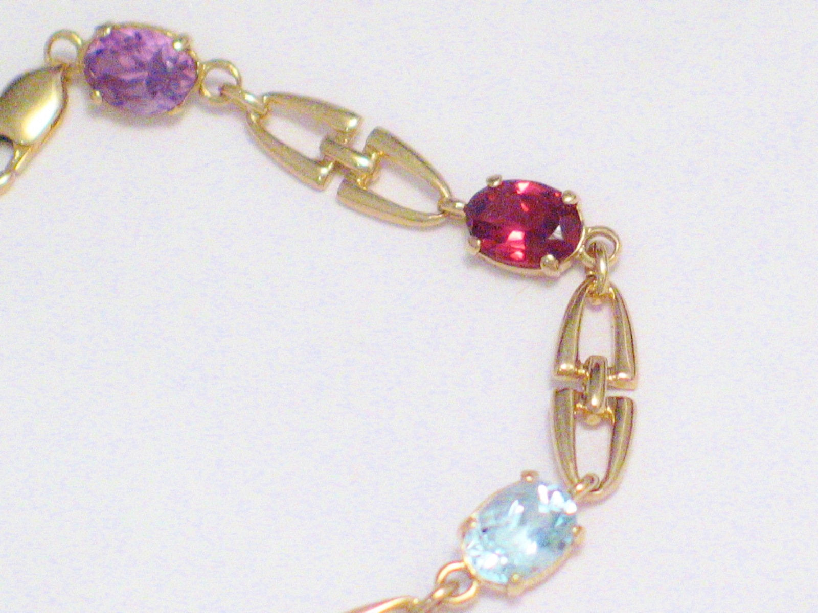 Tennis Bracelet, Womens Vintage Shackle Link Horse Bit Style Multi Gemstone 14k Gold Bracelet