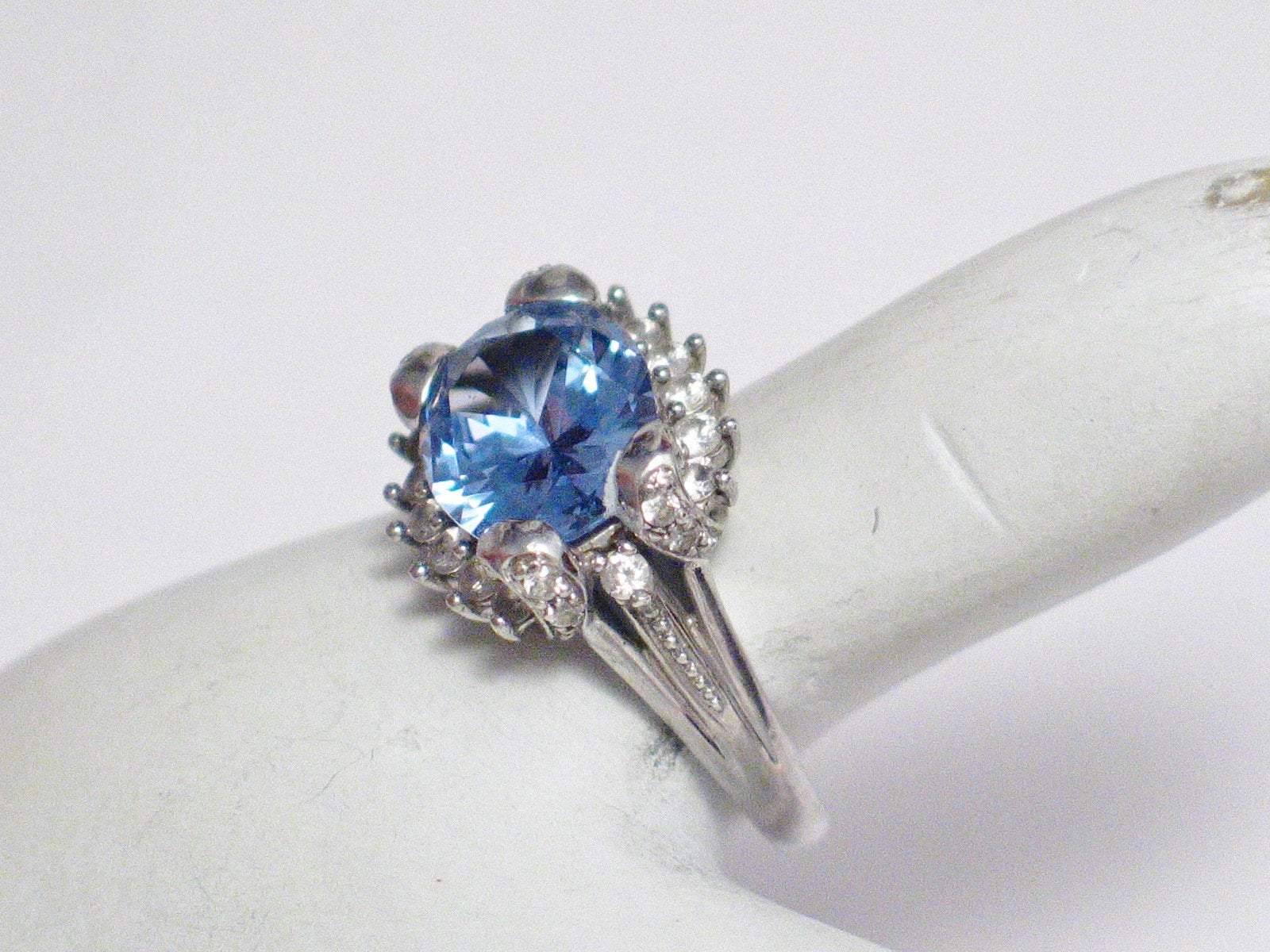 Rings | Womens Sterling Silver Blue Topaz Halo Ring 8 | Estate Jewelry online at Blingschlingers 