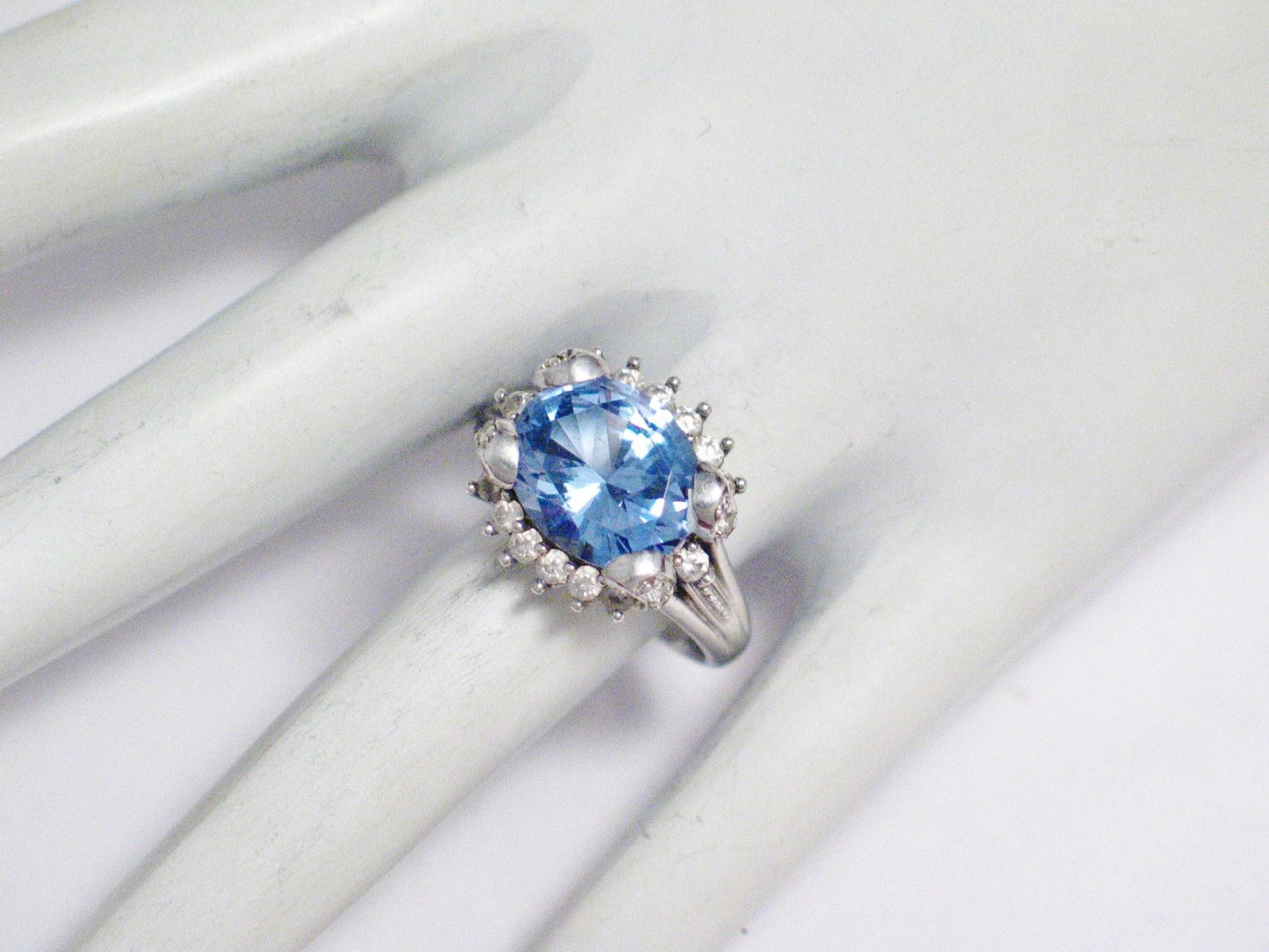 Rings | Womens Sterling Silver Blue Topaz Halo Ring 8 | Estate Jewelry online