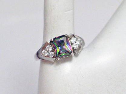 Ring | Sterling Silver Bowtie Style Mystic Stone Cluster Ring 9.25 | Blingschlingers Jewelry