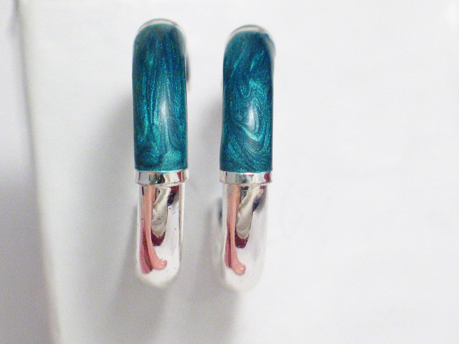 Earrings | Imperfect Sterling Silver Purple Green Enamel Tube Hoop Earrings | Jewelry