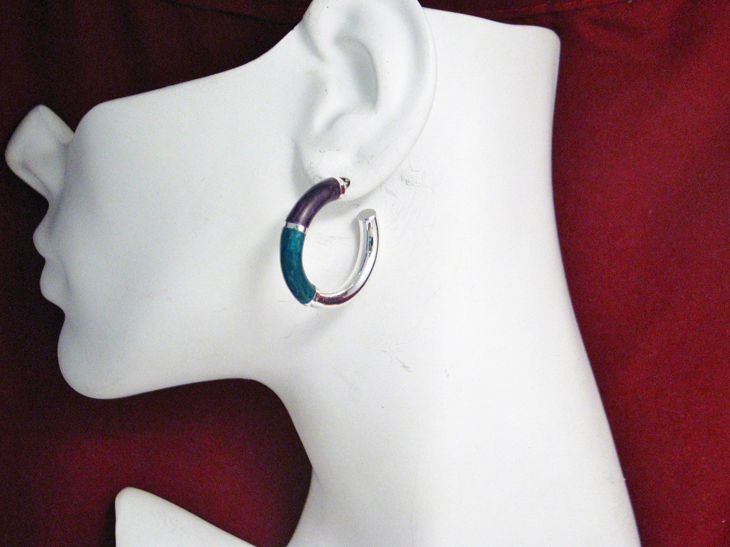 Earrings | Imperfect Sterling Silver Purple Green Enamel Tube Hoop Earrings | Jewelry