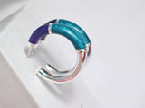 Earrings | Imperfect Sterling Silver Purple Green Enamel Tube Hoop Earrings | Jewelry