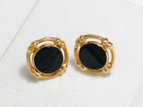 Admirable 14k Gold Black Onyx Stone Earrings